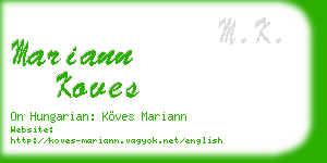 mariann koves business card